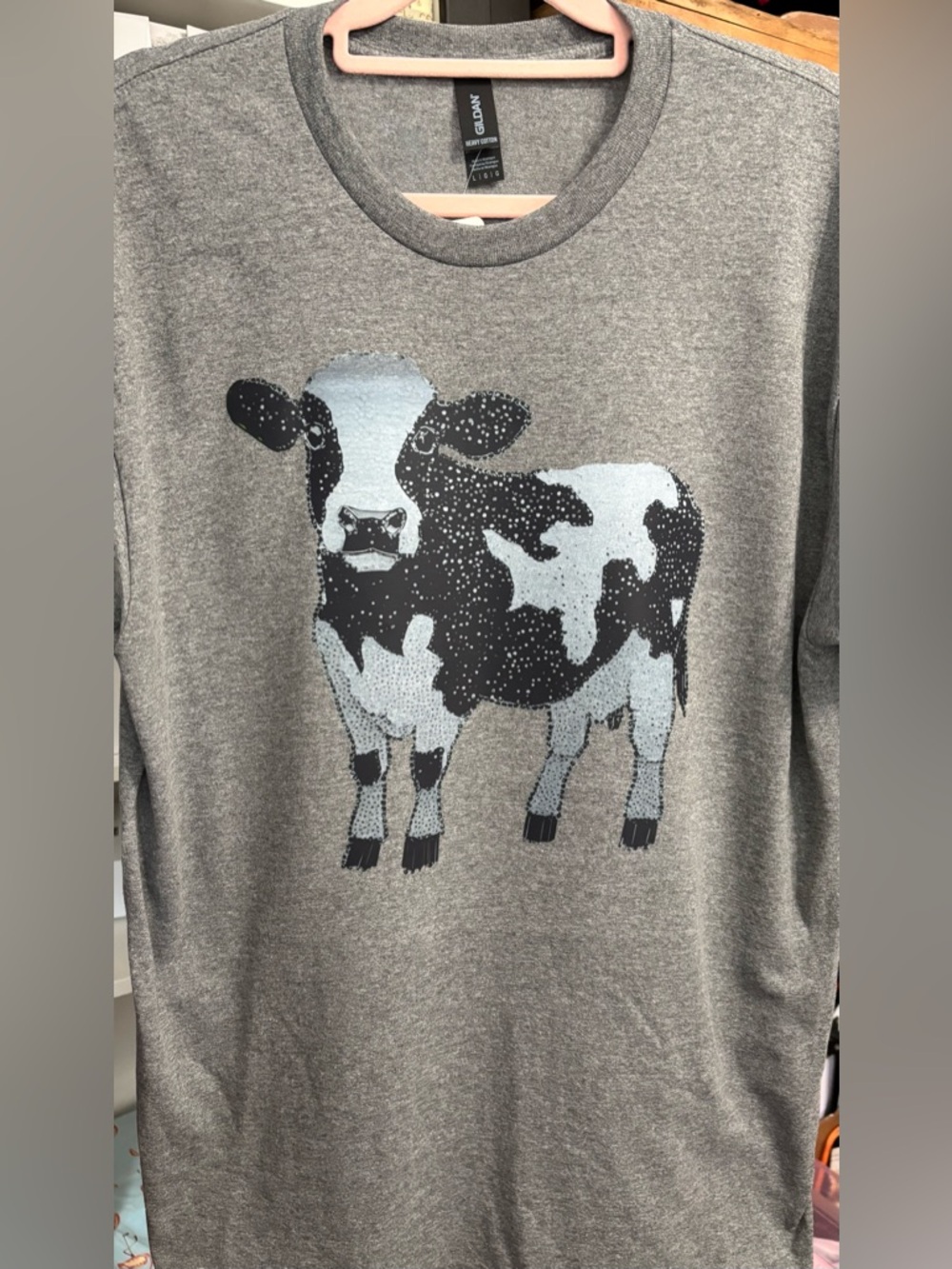 NEW Gray Cow Graphic Tee size Large